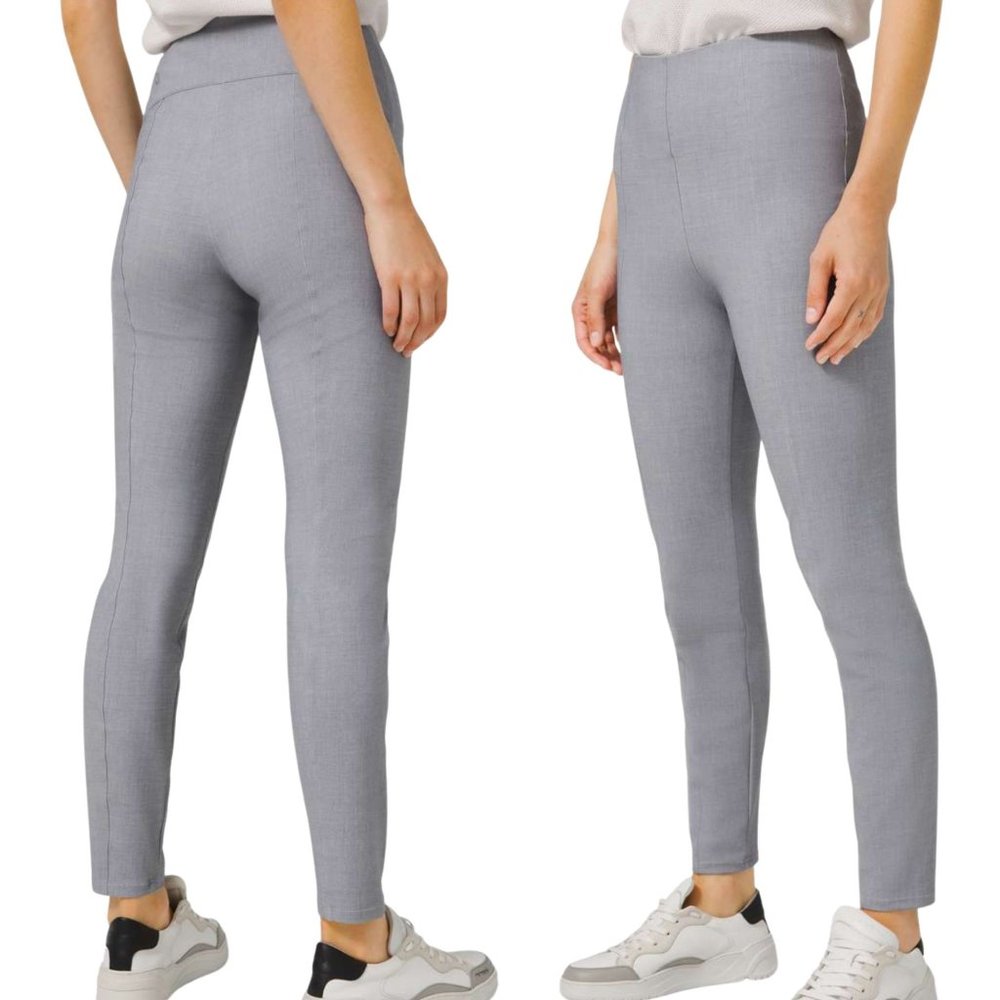 Women's High-Waist Grey Ponte Knit Slim Pants